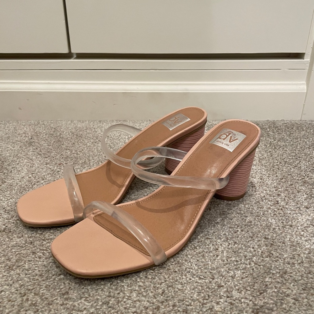 DV by Dolce Vita Women's Nude and Clear Heeled Sandals